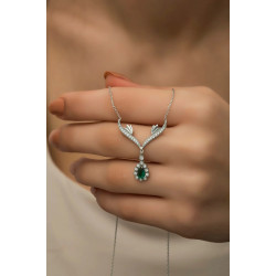 Green Drop Stone Rose Gold Necklace