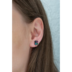Colorful Stones Clover Earrings