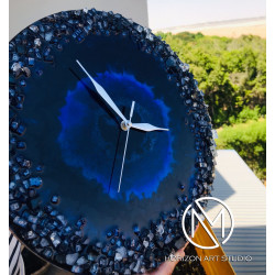 Blue crystal cave wall clock - 30cm