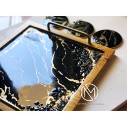 Black Marble Tray and coasters