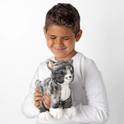 LILLEPLUTT Soft toy, cat grey/white