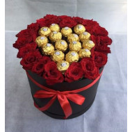 Box of Natural Roses and chocolates