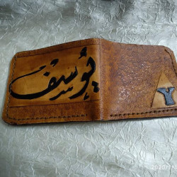 Genuine leather wallet with hand engraving of the name  According to the customer's desire
