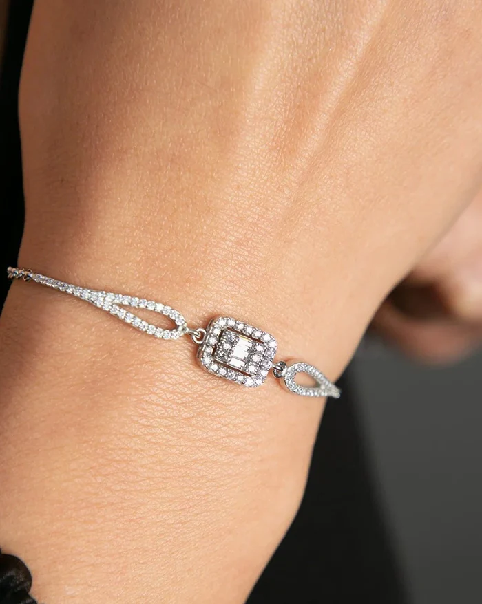 Baguette Stone Silver Bracelet